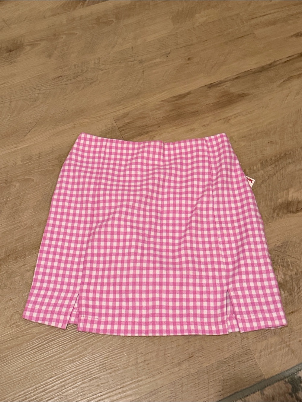love on a hanger Pink and White Gingham Mini Skirt